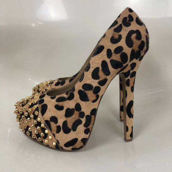 Steve Madden Cheetah Cow Hair Platform Heels - Picture 4 of 8